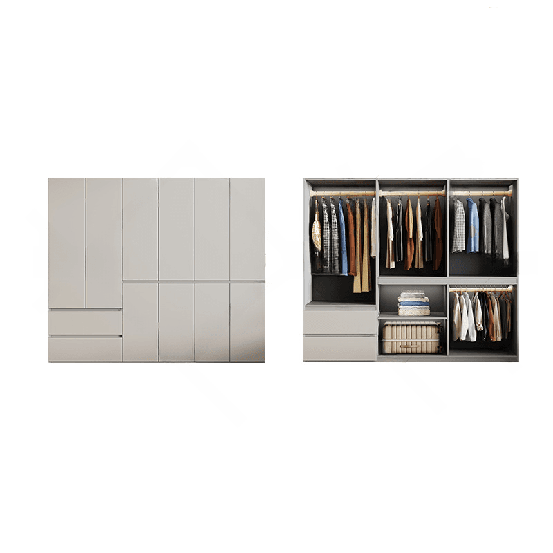 Cream Trendy Reclaimed Wood Wardrobe Armoire with Soft Close Drawer, Soft Close Door, Interior Shelves, and Clothing Rod - image 15