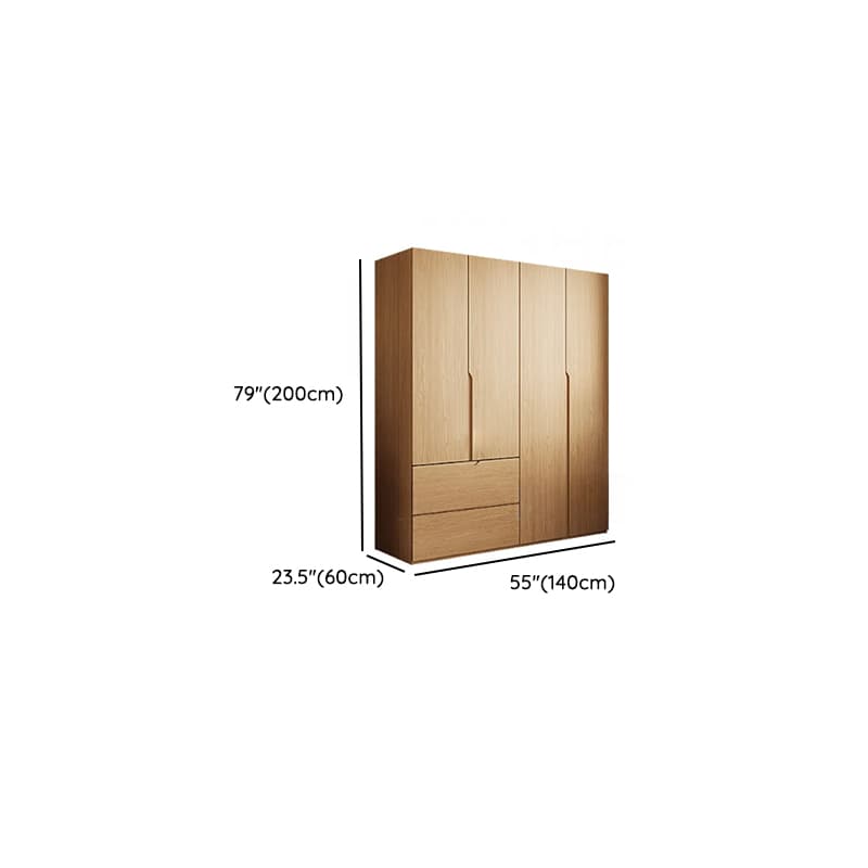 Natural Finish Minimalist Oak Wood Cabinet Armoire with Soft Close Drawer, Soft Close Door, Interior Shelves, and Clothing Rod - image 9