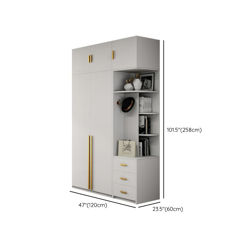 Simple Lumber White Wardrobe Armoire with Interior Shelves & Clothing Rack & Soft Close Drawer & Soft Close Door - image 26