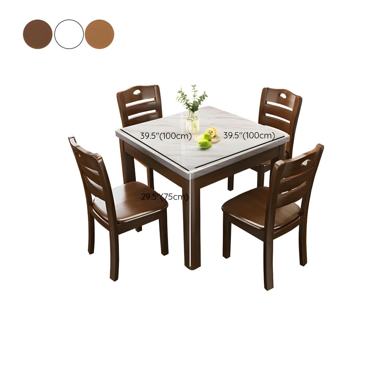 Square Marble Dining Table Set 1/5 Pieces with Solid Wood Base for Kitchen - image 14