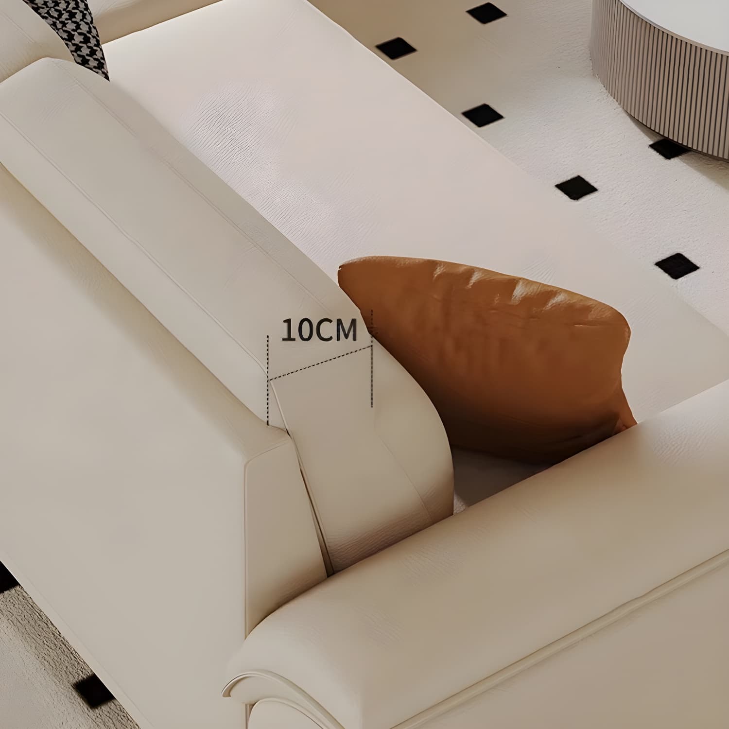 Modern Beige Faux Leather Sofa with Ottoman Included - Pillow Top Arm and Cushion Back - image 4