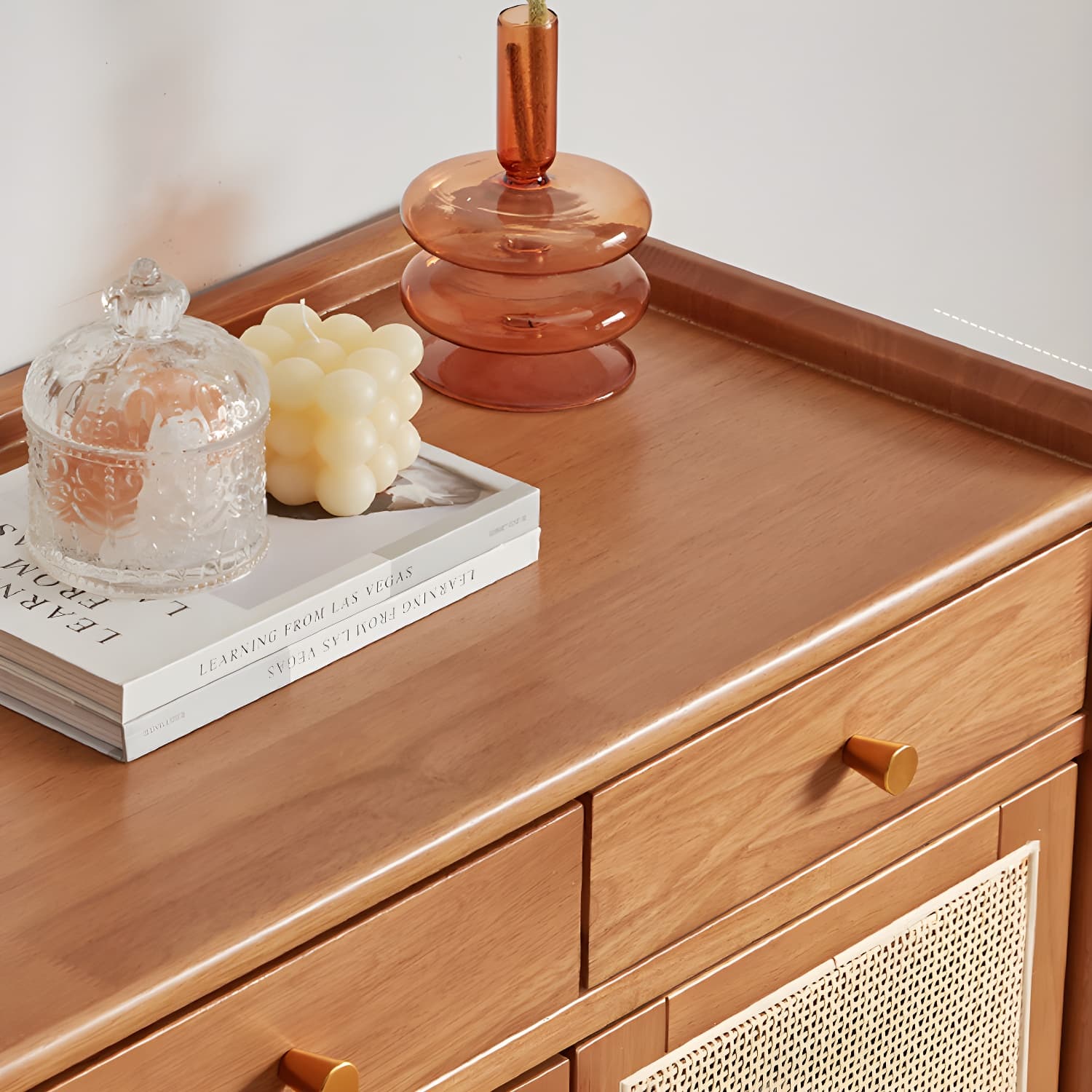 Mid-Century Modern Rectangle Storage Cabinet Natural Finish Accent Cabinet - image 7