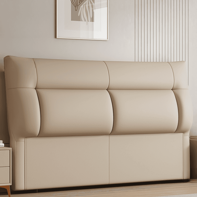 Trendy Panel Headboard in Natural Wood with No Distressing, Rectangle Shape for Queen/Full Bed, Featuring Sponge Upholstery and Standard Height