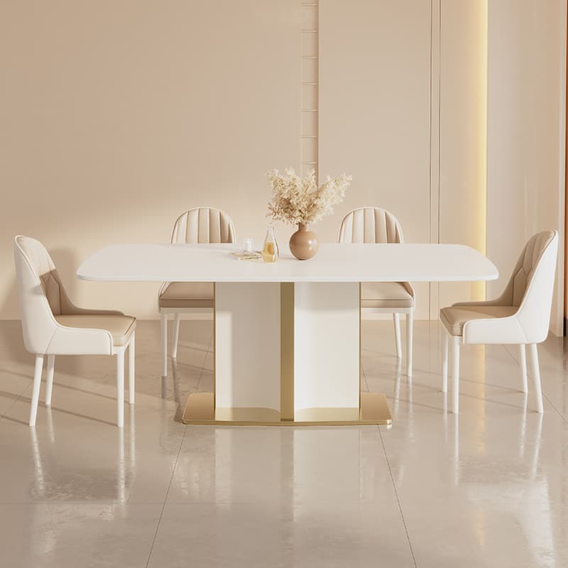 Retro 7-piece/5 Pieces/1 Piece Rectangle Stone Dining Table Set with/without Chair