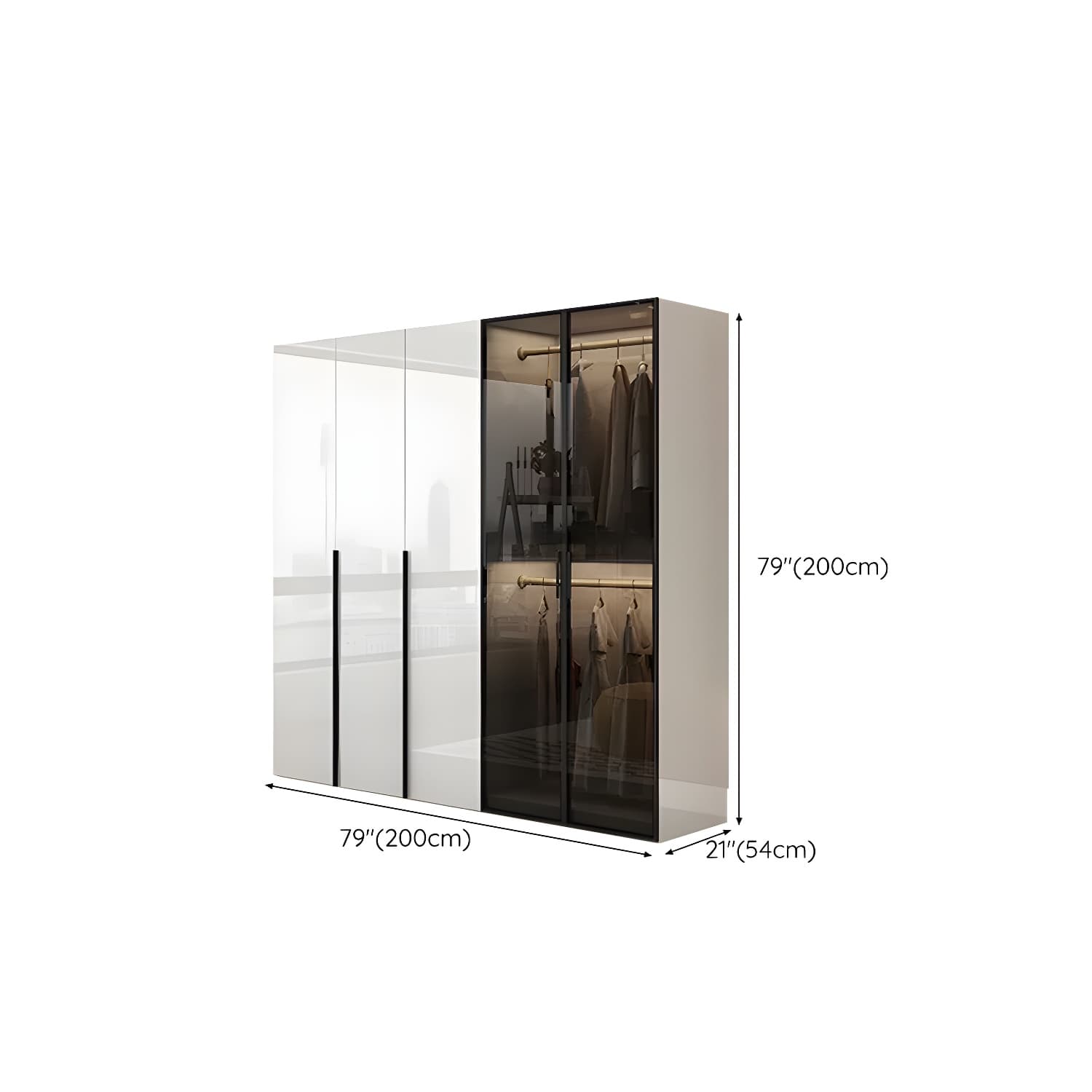 Sleek White Wood Wardrobe Armoire with Soft Close Drawers and Shelves - image 14