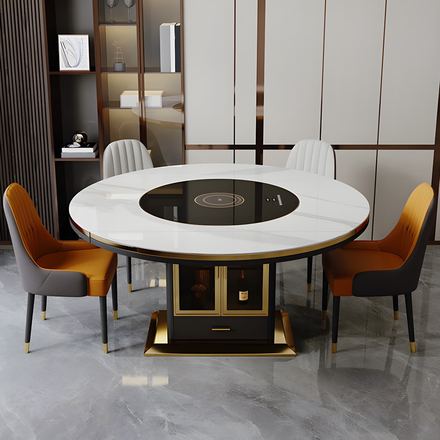 White Dining Table Set 1/5/7 Pcs Metal Dinette Set with Faux Leather Chairs - image 7