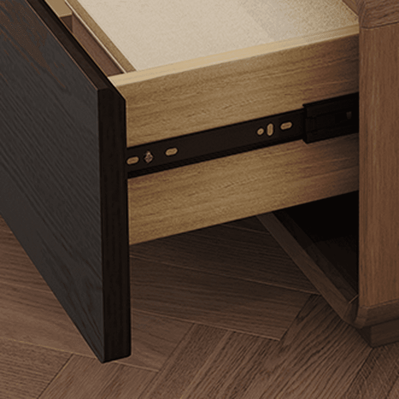 Mid-Century Modern Natural Wood TV Stand with Shelf, 2-Drawer, Hutch, and Cable Management - image 5