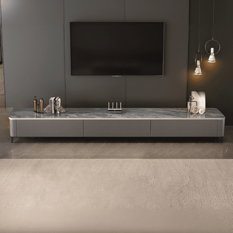 Modern Simple Style Solid and Manufactured Wood Rectangular TV Stand with 3 Drawers