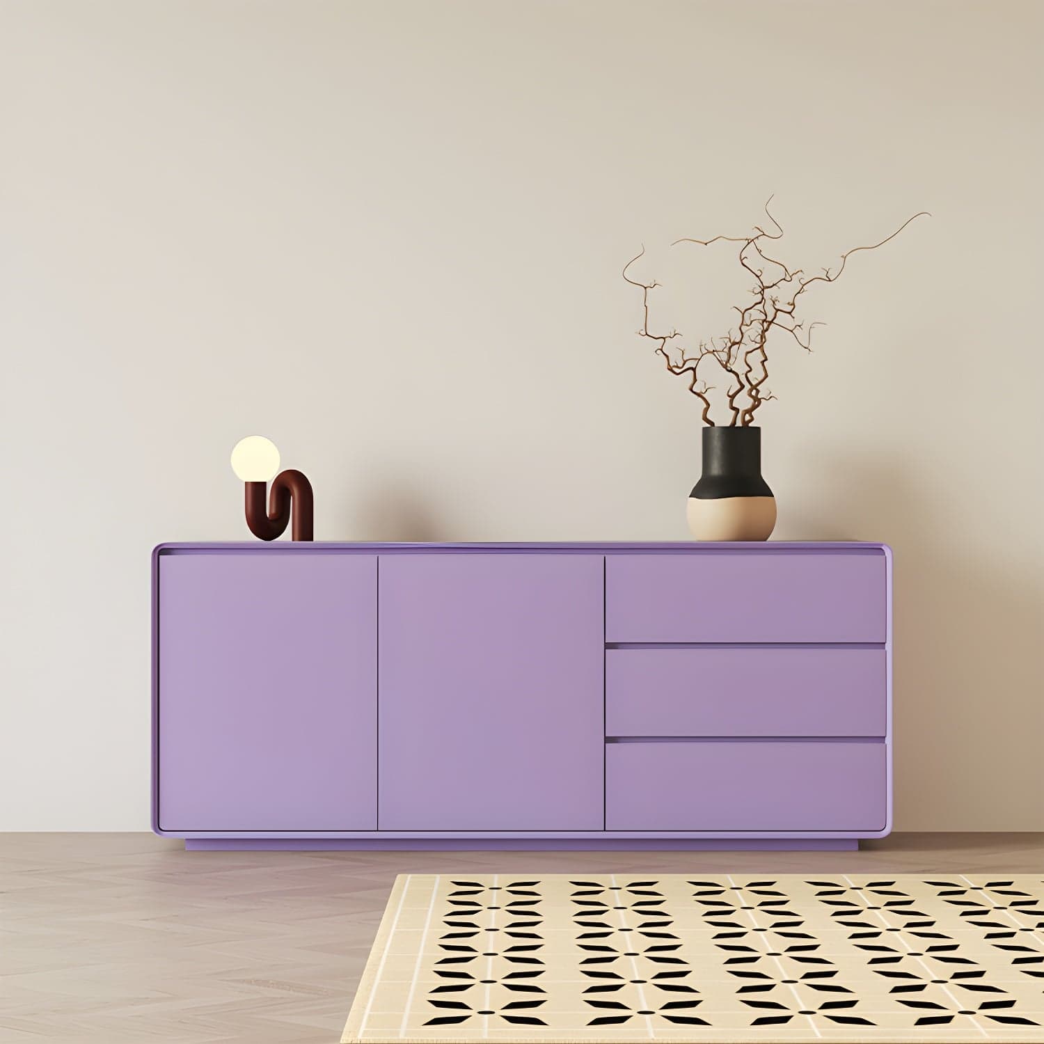Wood Sideboard with 2 Doors and 3 Drawers, Overall Dimensions 40cmW x 80cmH - image 5