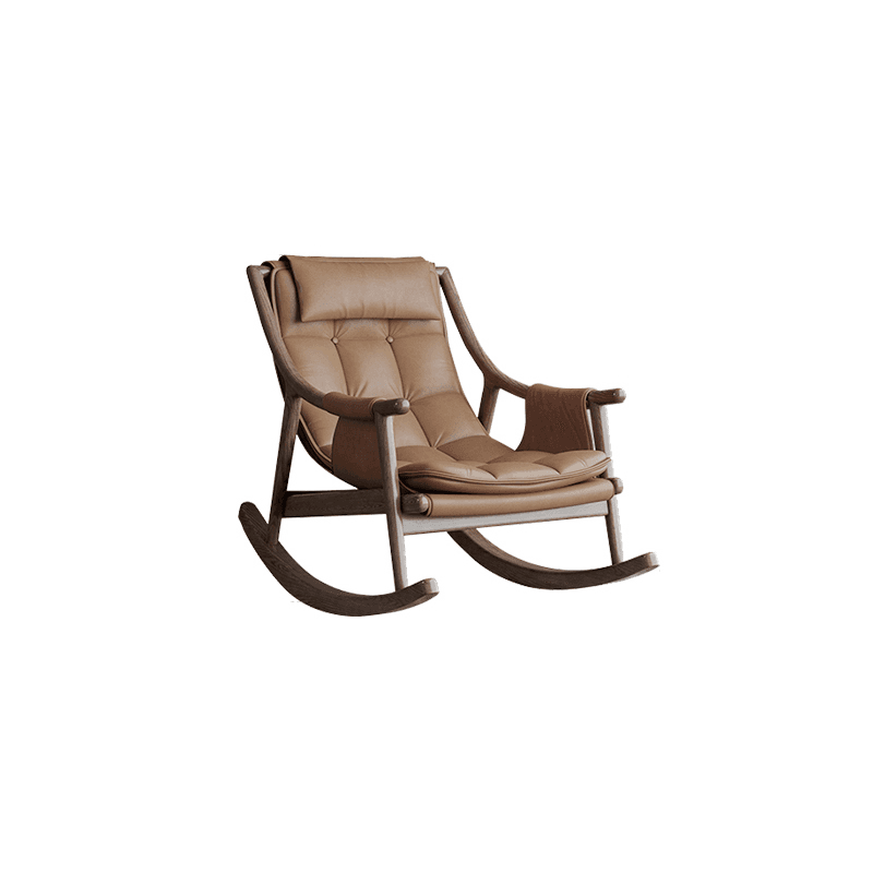 Simple Upholstered Rocking Chair with Ottoman, Scratch-tolerant Padded Track Arm, 2 Piece Set