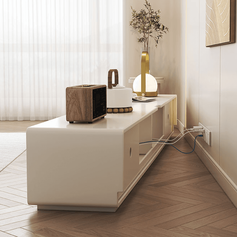 Simple White Lumber TV Stand with Cable Management & 3 Drawers/4 Drawers/6-Drawer - image 3