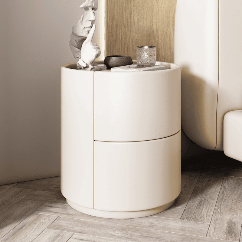 Trendy Vinyl Leather Cylindrical Drawer Storage Nightstand Multi Color - image 8