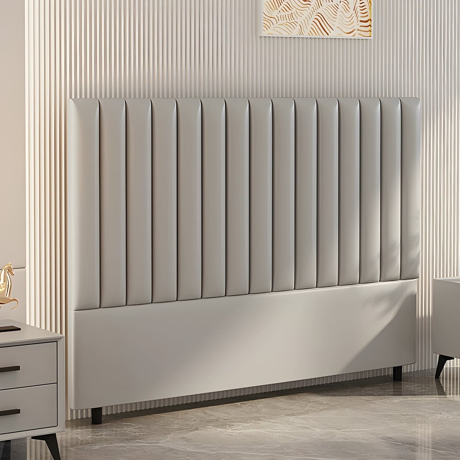 Pine Solid Wood Bed Headboard Freestanding Modern Leather Panel - image 4