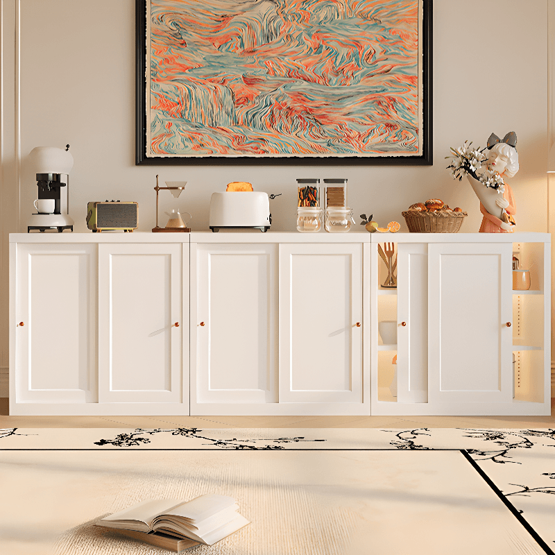 Art Deco Standard/Wide Oven Cabinet with Kitchen Cupboards, Iron Countertop, and Adjustable Sliding Doors - image 8