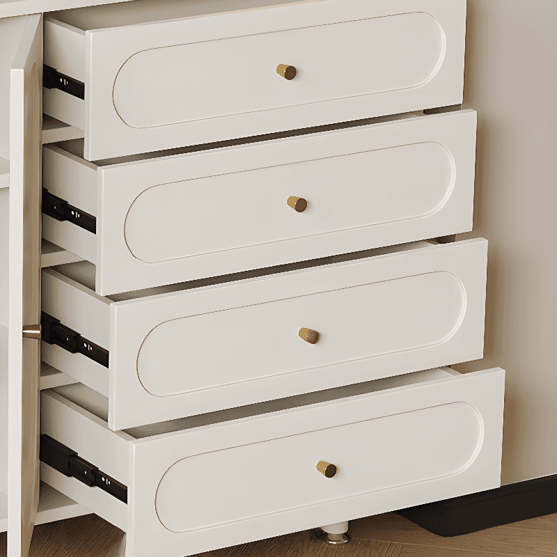 Chalk Casual Composite Wood Combo Dresser with 5 Drawers, Hutch, 3 Interior Shelves, Horizontal/Vertical - image 4