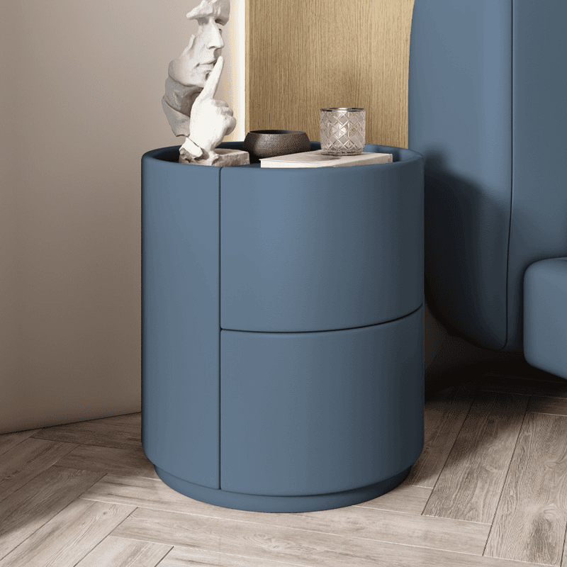 Trendy Vinyl Leather Cylindrical Drawer Storage Nightstand Multi Color