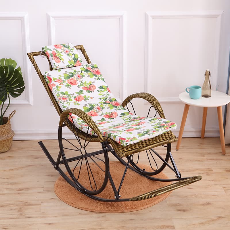 Old School Pecan/Light Green/Sand Cane Rocking Chair with Rear and Wagon Wheel Shaped Arms - image 4