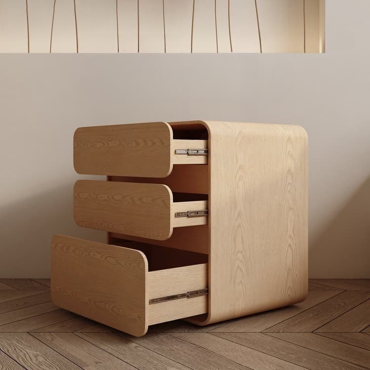Organic Modern Coffee Pu Leather Nightstand With Drawer Organization, 1 Piece - image 18