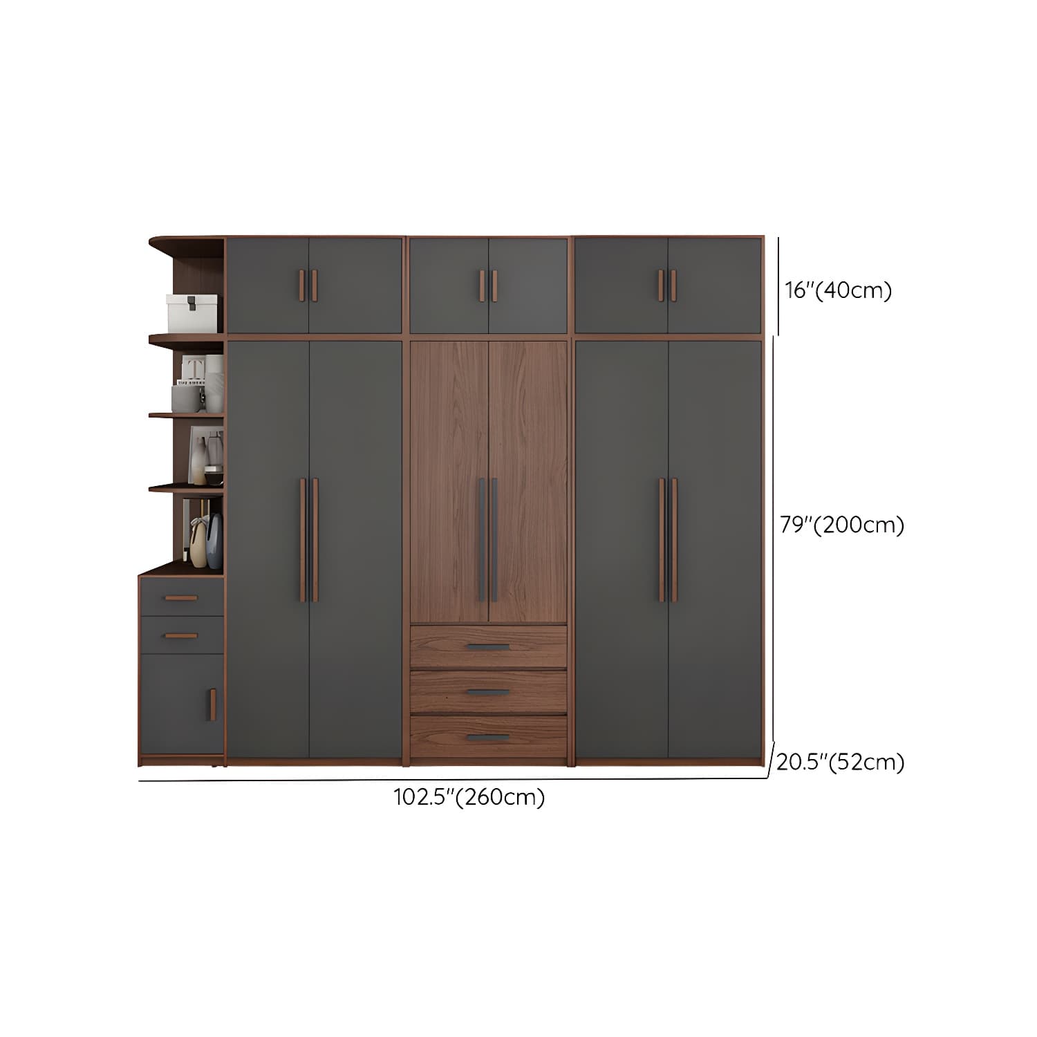 Traditional Wood Wardrobe Armoire with Drawers, Shelves, and Clothing Rod - image 28