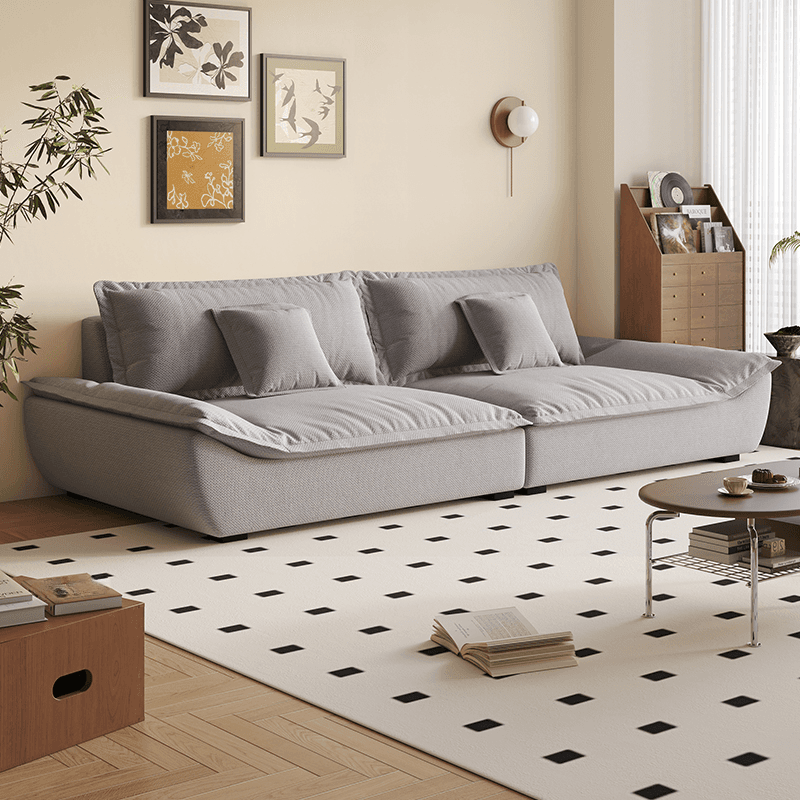 Modish Solid Color Stain Resistant Standard Sofa/Loveseat for 3-seater/4-seater/5 Person with 2 Pillows - image 9