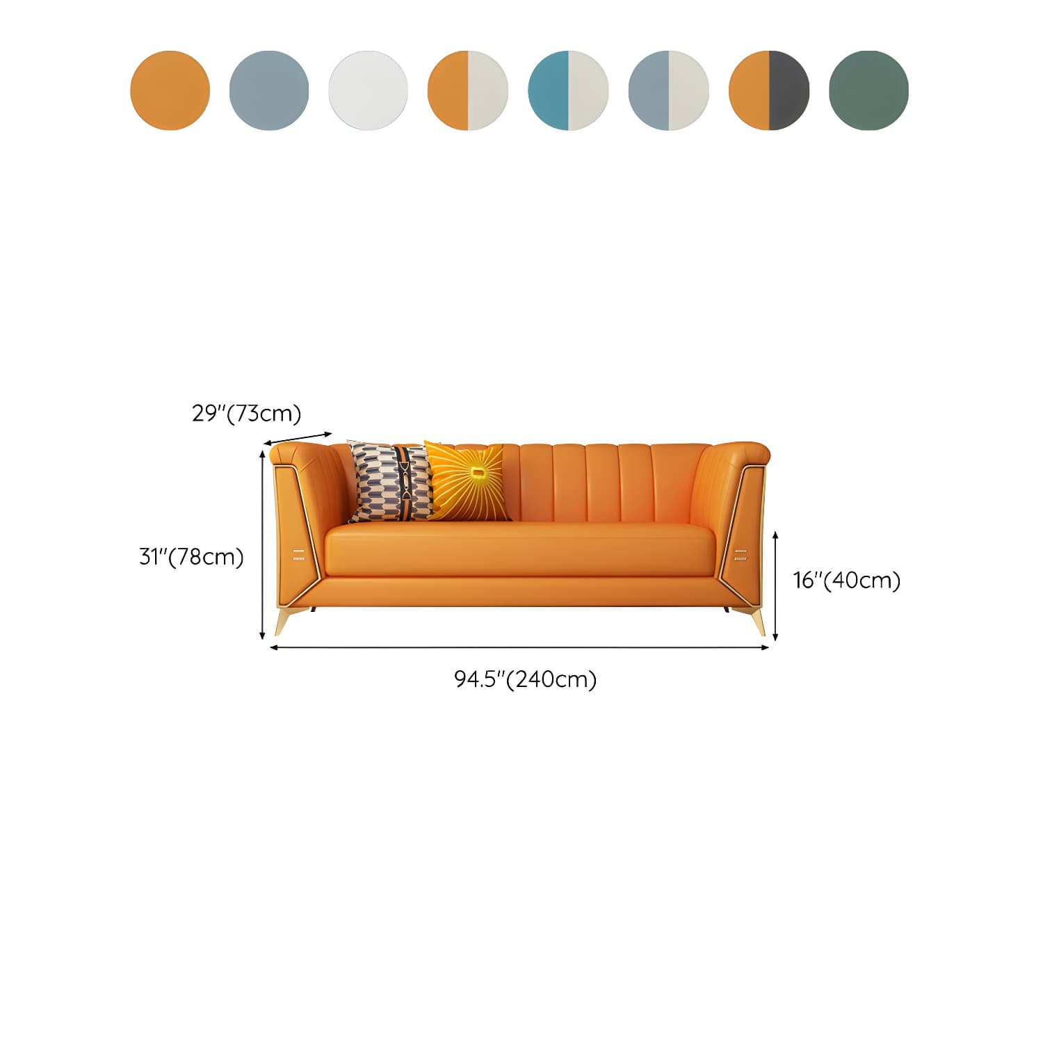 Glam Wood Frame Standard Sofa with Tuxedo Arms in Solid Color - image 30