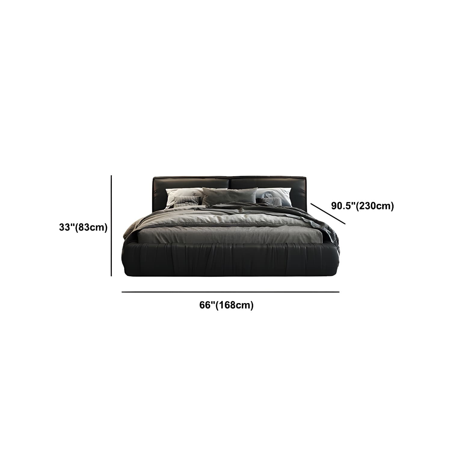 Modern Style Upholstered Solid Wood Headboard Black Leather Bed - image 12