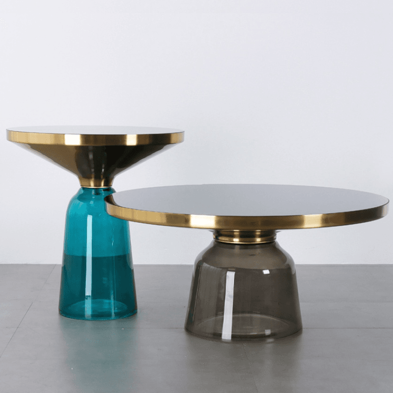 Simplistic Single Side Table with Hardened Glass and Plinth Base, Rounded Top - image 6