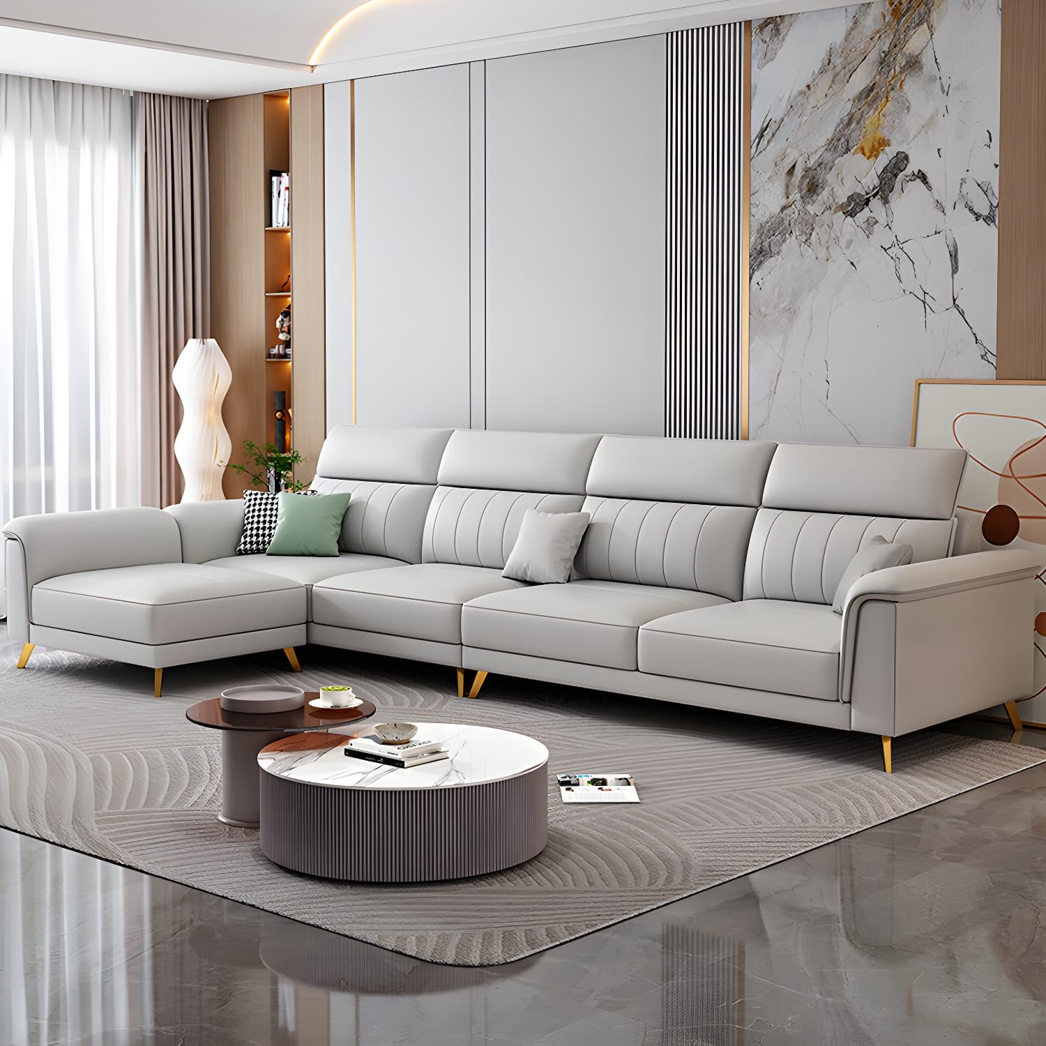 Modern Reversible Sectional with Flared Arm and Stain-Resistant Tech Cloth Upholstery - image 9