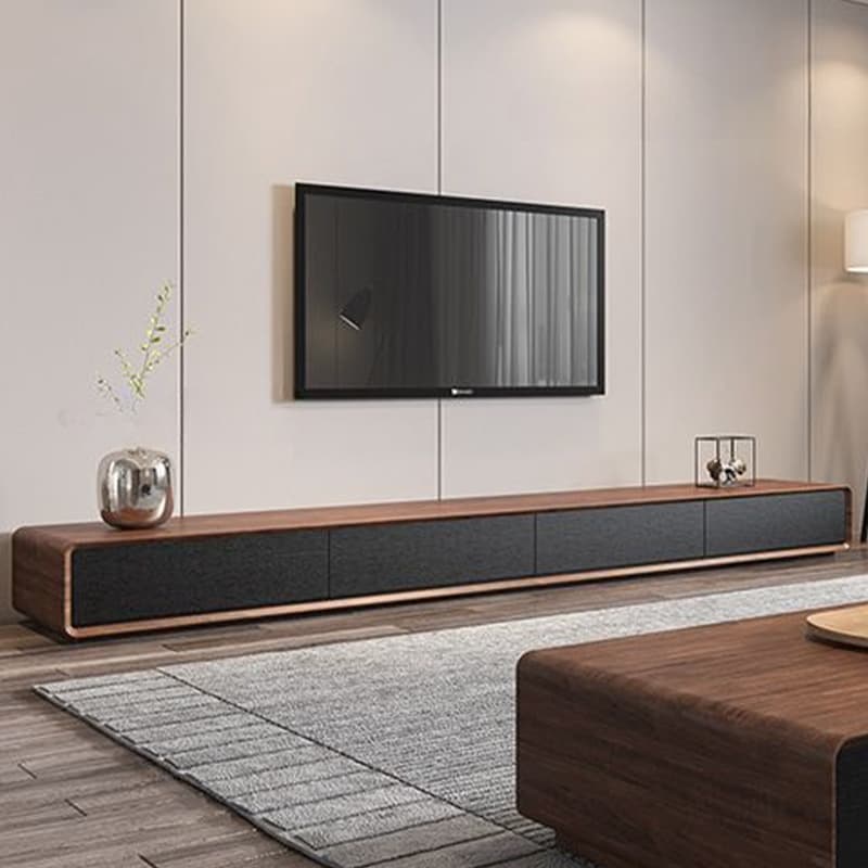 Contemporary Oblong Wood TV Stand Console with Storage Drawers - image 16