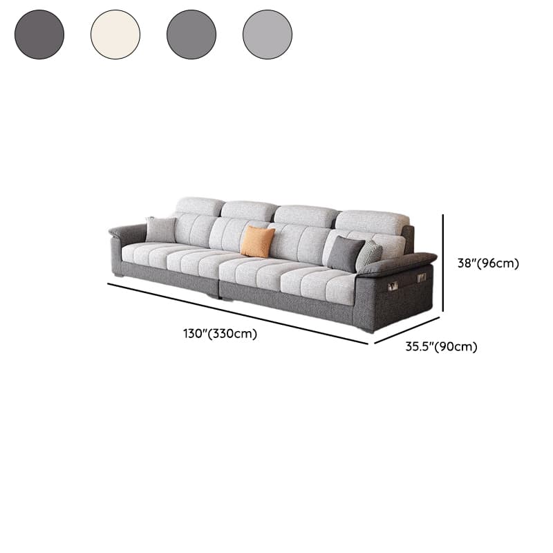 Straight Scratch-repellent Sofa with Side Pocket and Horizontal Flared Arm, Includes 1 Ottoman - image 15