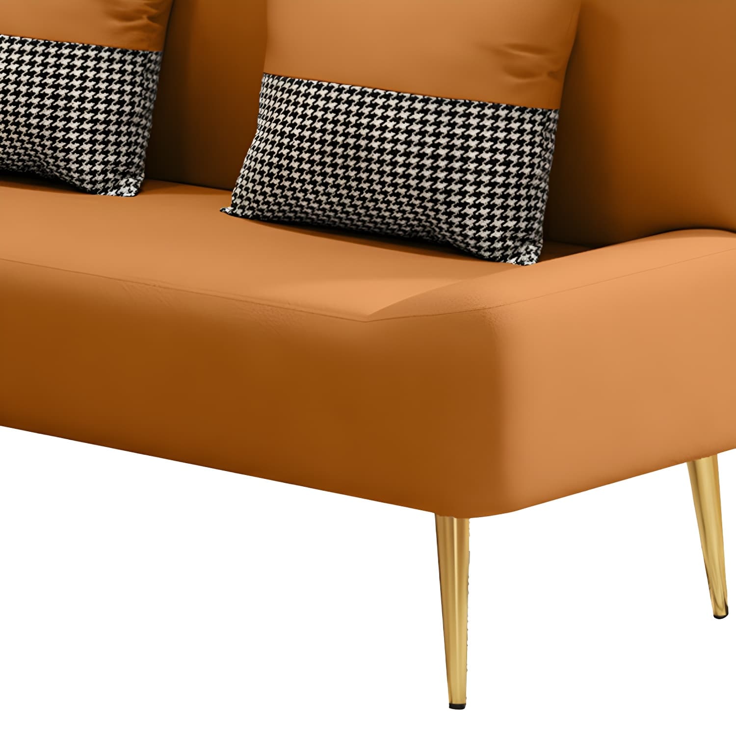 Scandinavian Faux Leather Small Size Sofa with Armless Design in Solid Color - image 17