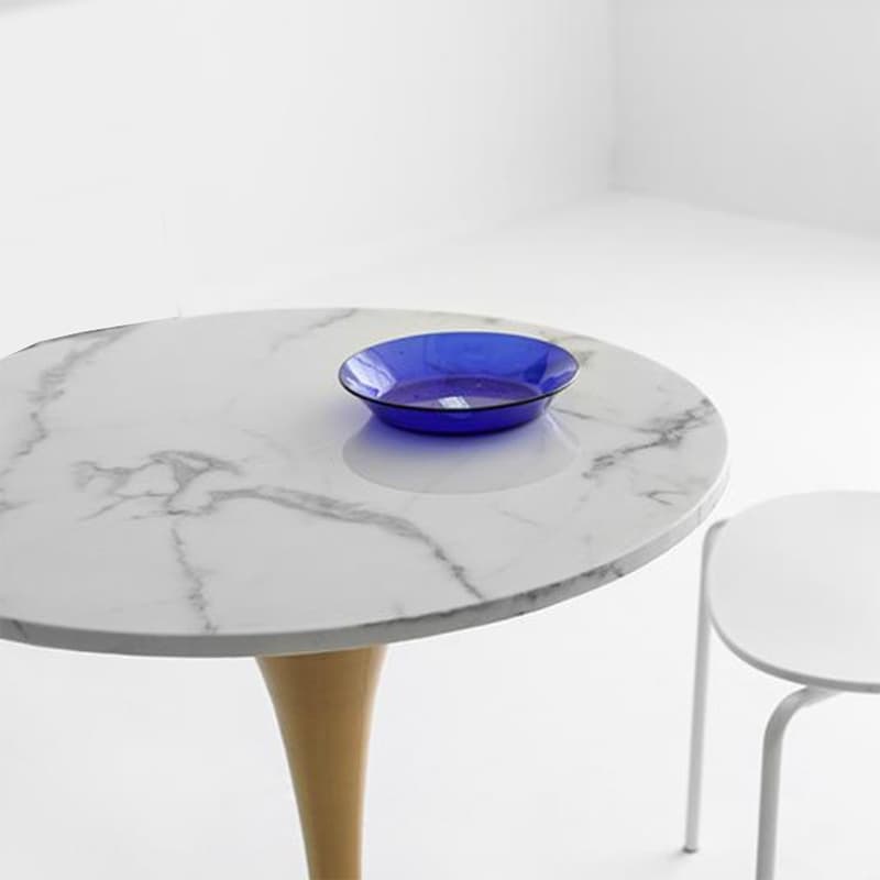 Standard Table Height Round Marble Stone Fixed Table for 2 in a Glamorous/Casual Style - image 8