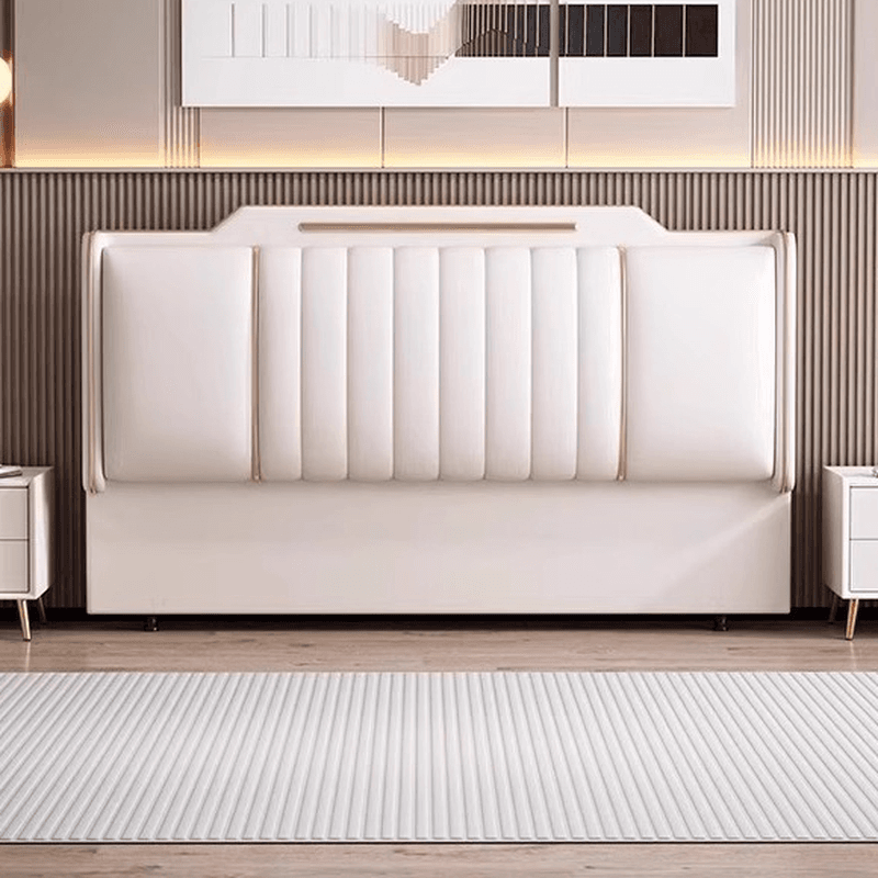 Art Deco Style Panel Headboard in Pine Wood with No Distressing, Camelback Shape for King/Queen/Full Bed, Featuring Sponge Upholstery and Standard Height - image 9