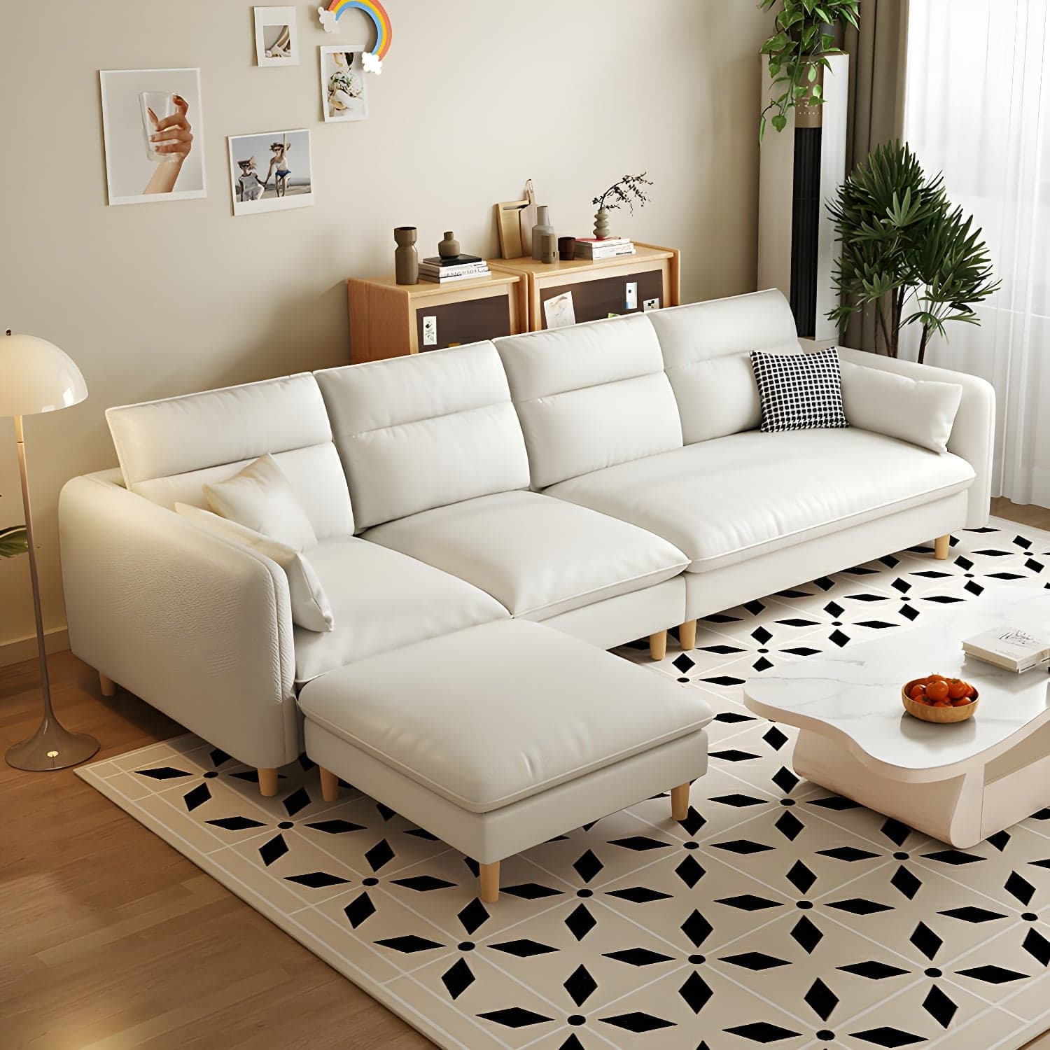 Modern Wood Frame Straight Sectional Sofa Set with Ottoman in Brown, 3 Piece Set - image 13