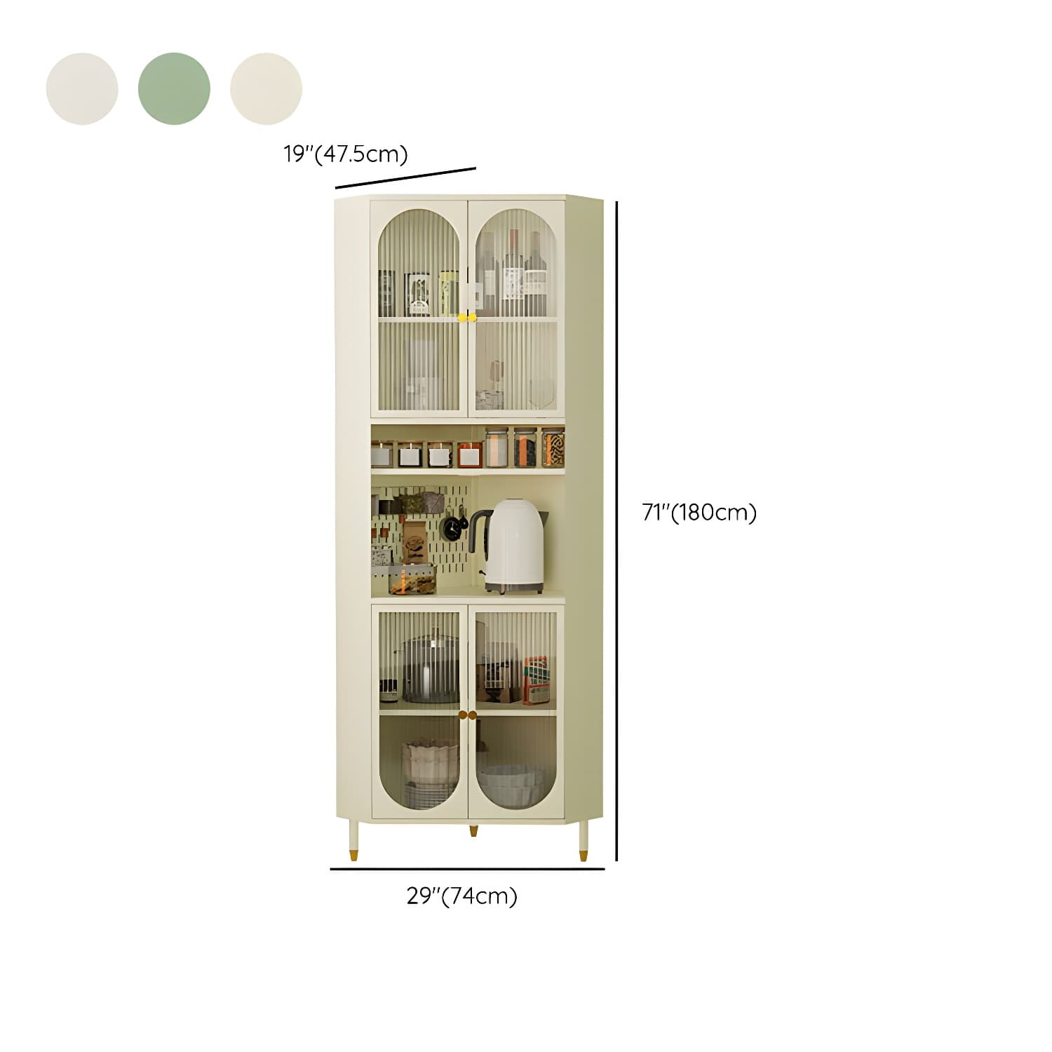 Corner Scandinavian Accent Cabinet with Steel Base and Glass Doors, and Adjustable Shelves - image 11