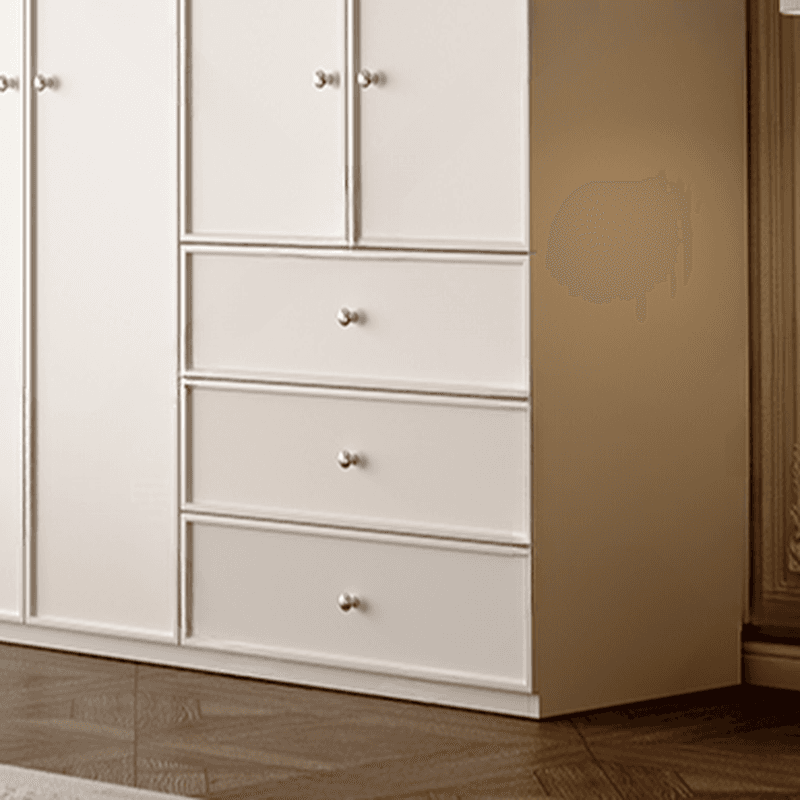 Chalk Modern Wooden Standalone Almirah with 3-Drawer, Interior Shelves, and Hanging Rod - image 6