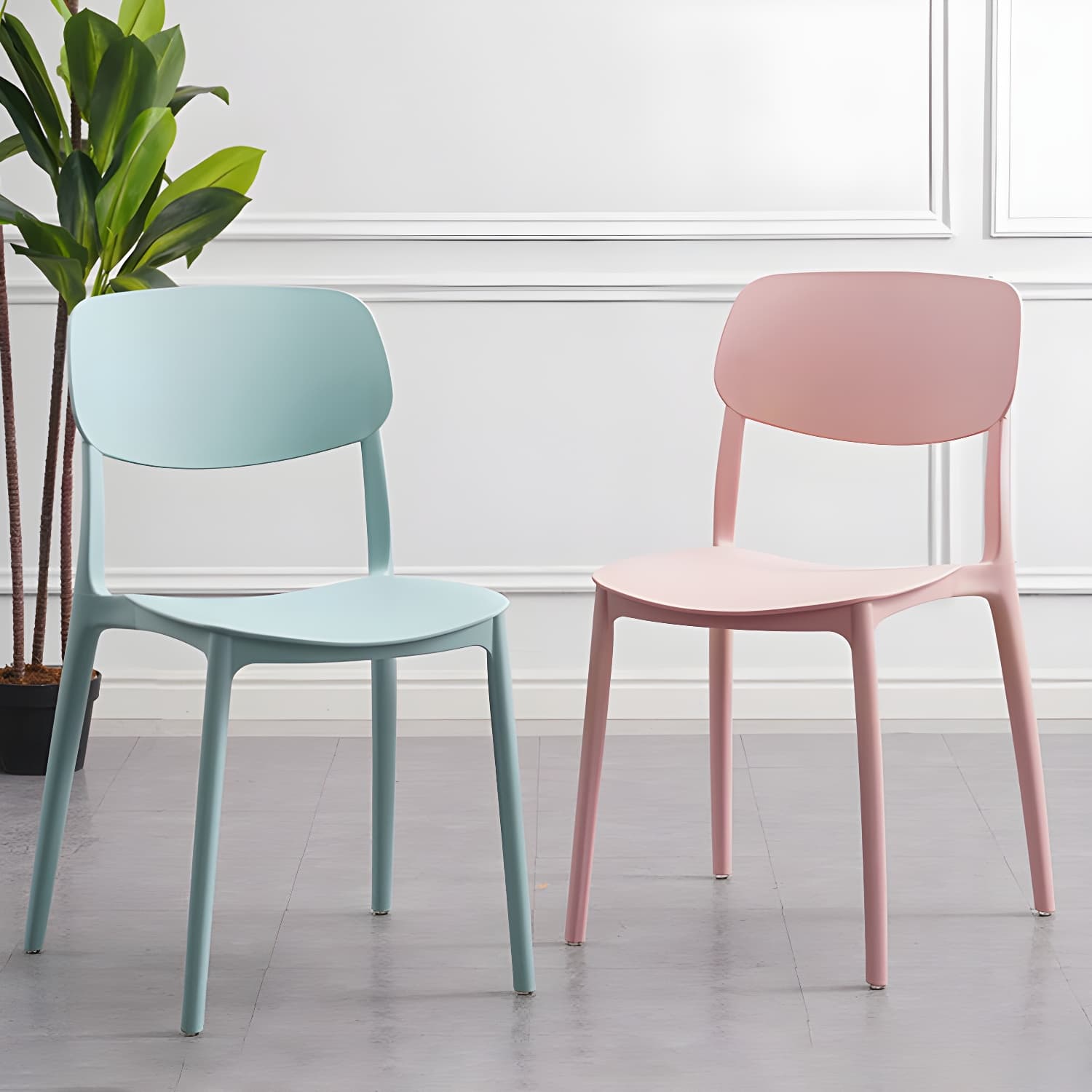 Plastic Indoor-Outdoor Side Chair Armless Stackable Dining Chairs - image 11