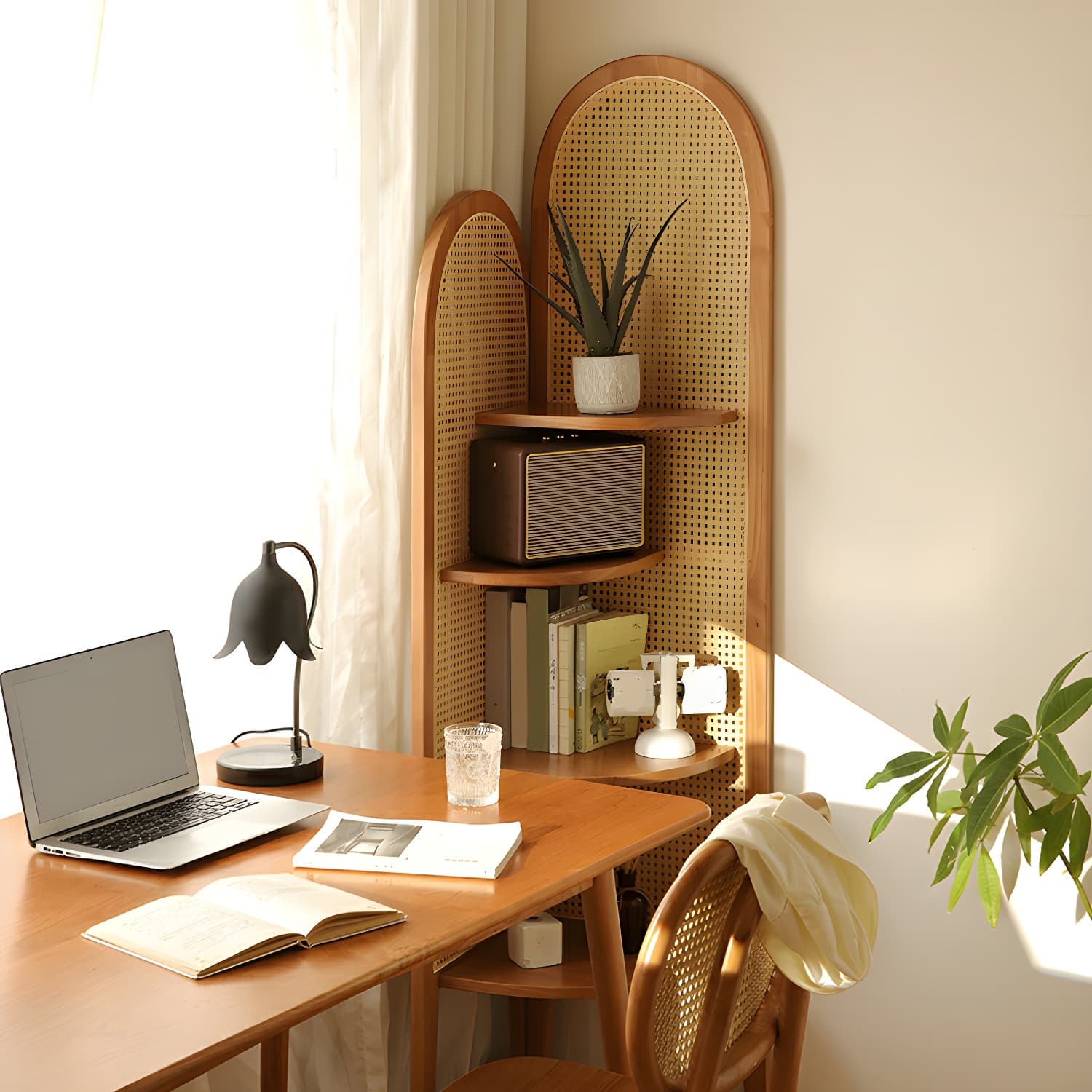 Corner Scandinavian with Wood Counter Top and Rubberwood Legs, 4 Shelves & Straight Legs - image 5