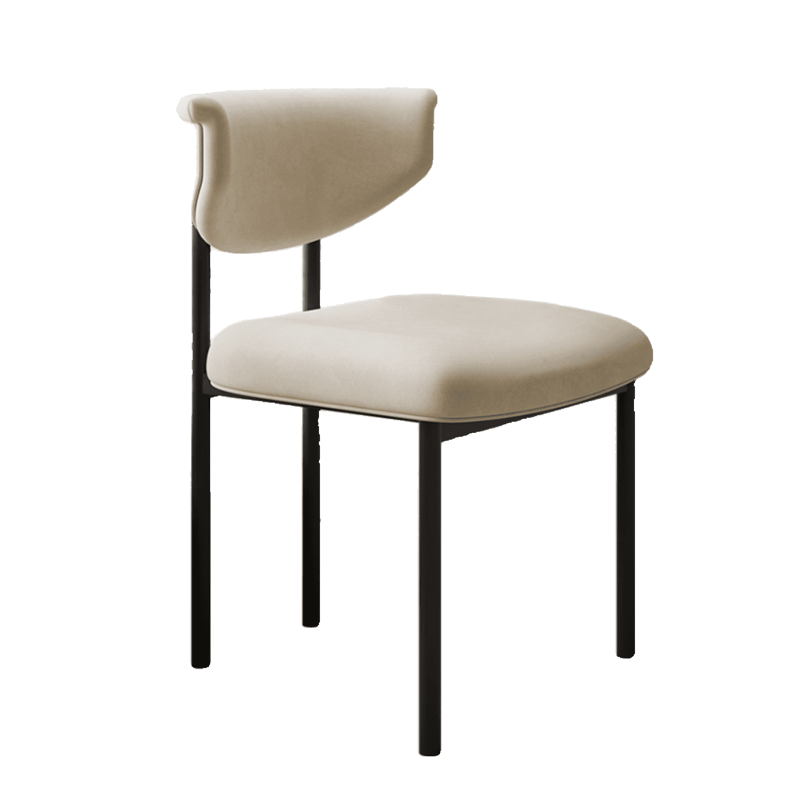 Scandinavian Style 1-Piece Side Chair Set with Upholstered Seats, Ink/Ivory Metal Legs, and Low Back - image 12