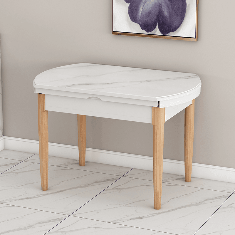Minimalist Slate Dining Table Set with 4 Legs, Enclosed Back, Padded Chair, and Dove Grey/White Table Top - image 4
