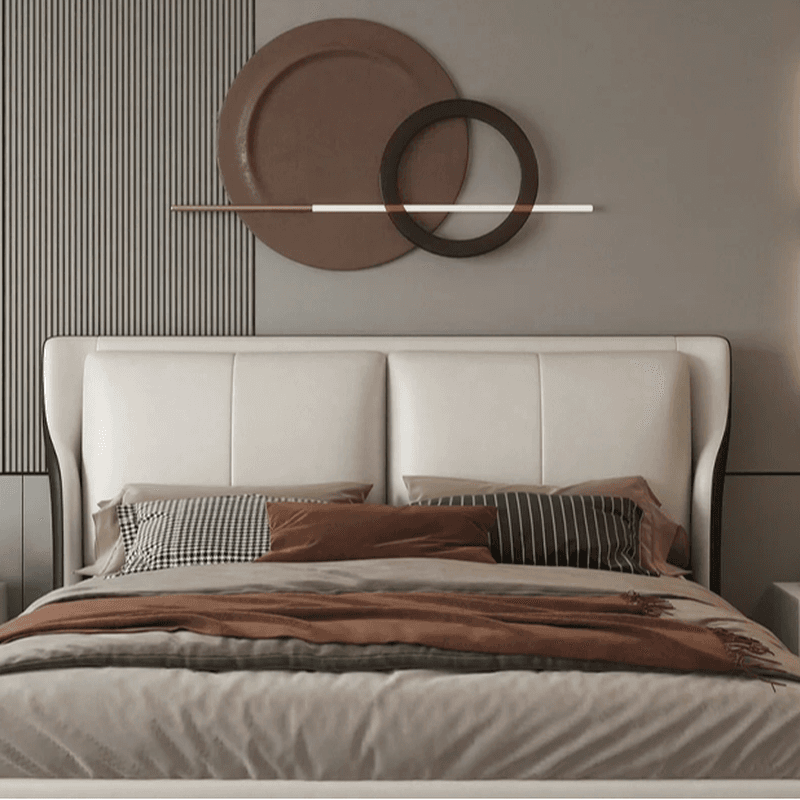 Trendy Wingback Headboard in Natural Wood with No Distressing, Rectangle Shape for Full/Queen Bed, Featuring Sponge Upholstery and Standard Height - image 9