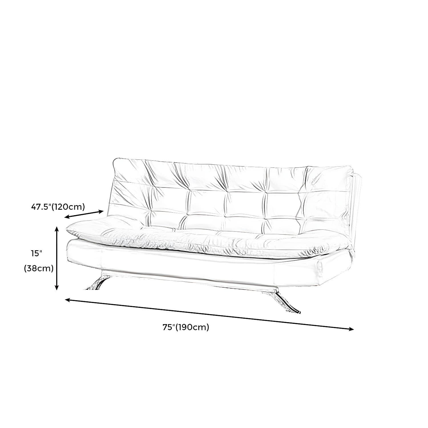 Armless Sofa Chaise Square Seating Settee for Living Room Bonus Room - image 17