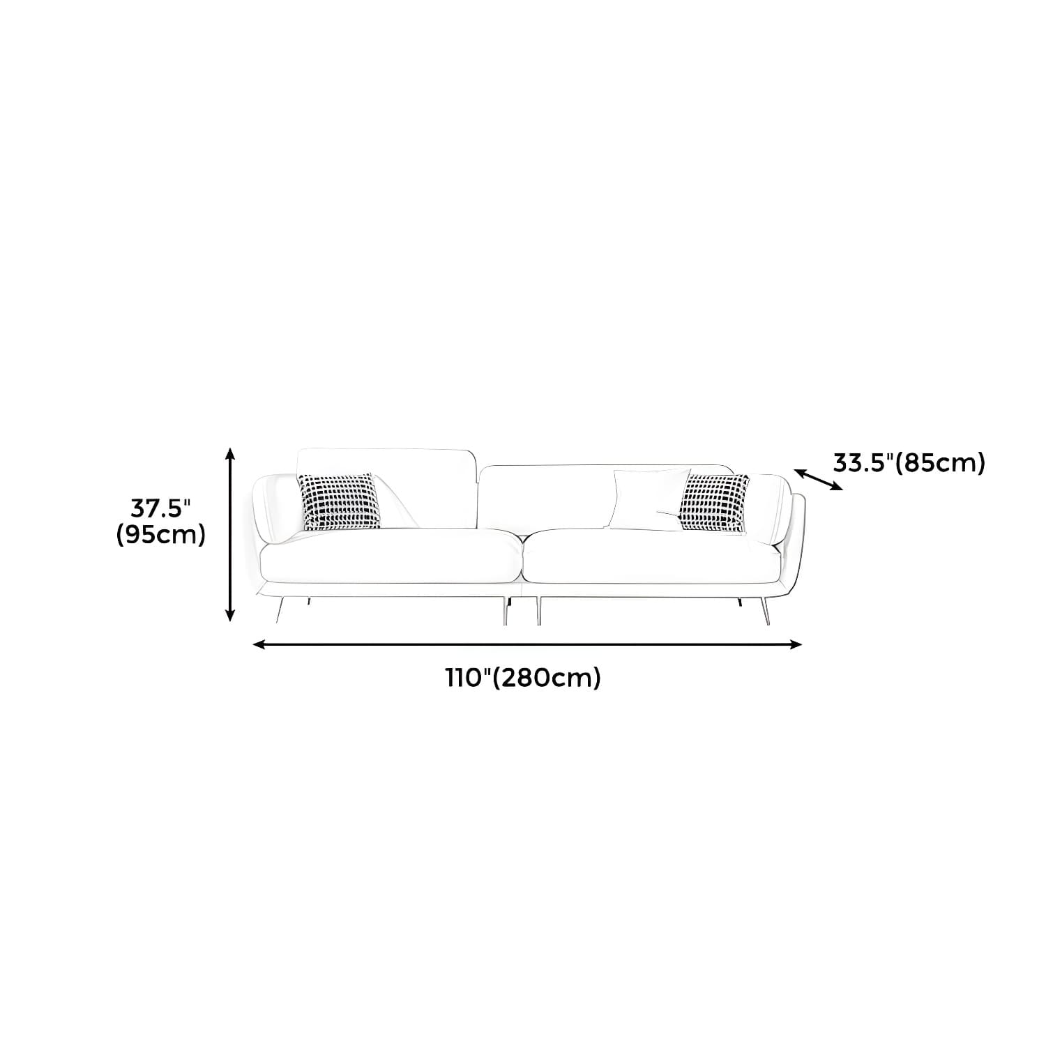 36" High Modern Velvet Square Arm Sofa with 2 Pillows Standard Sofa for Living Room - image 21