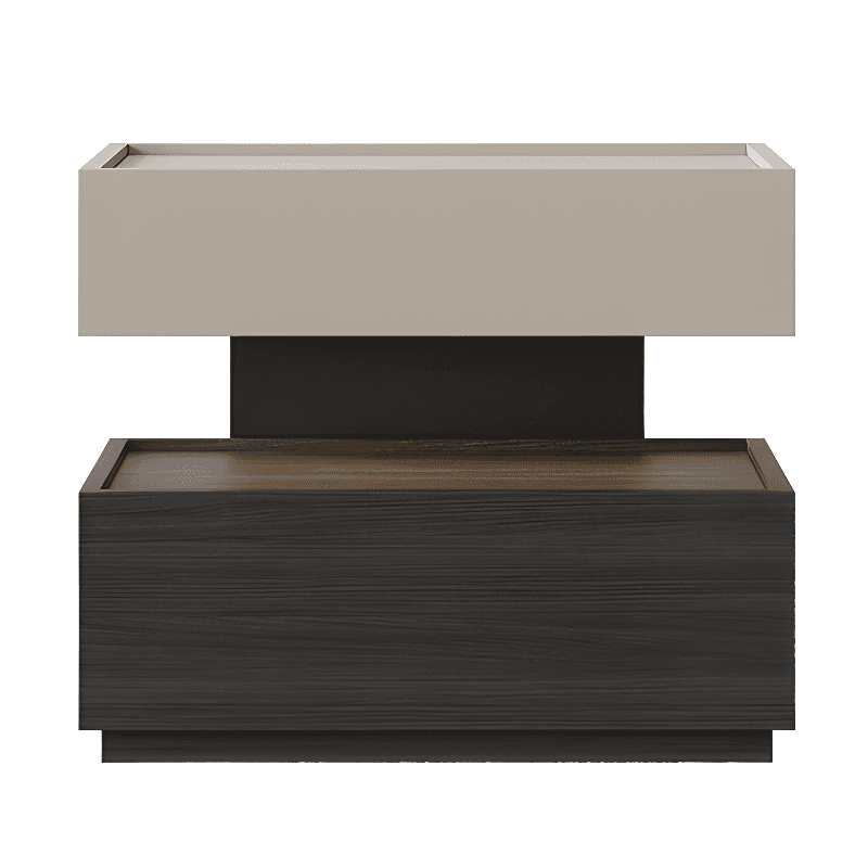 Organic Modern Nightstand With Drawer Organization Featuring 2 Shelves, Real Wood Countertop, and Illuminating Lighting - image 3