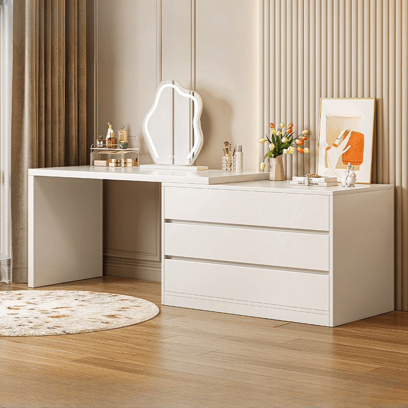Chalk Modish Wood Makeup Vanity with Standard Length and Non-Upholstered Chair(s) - image 4