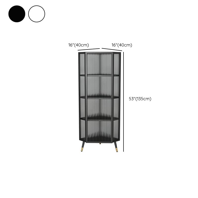 Urban Modern Iron Corner Accent Cabinet with Glass Doors and Exterior Shelving - image 11