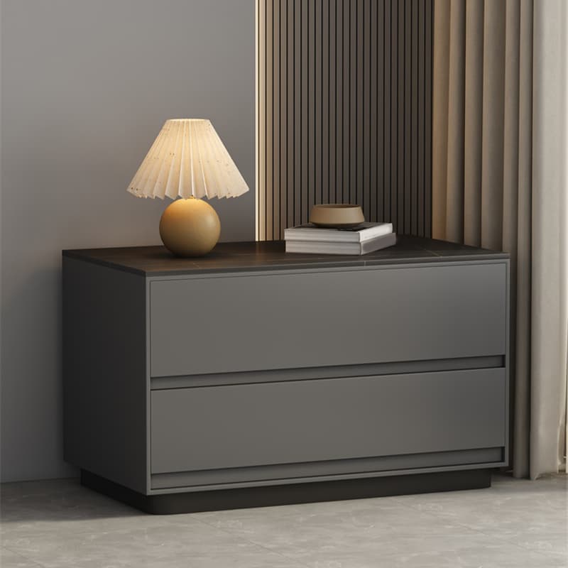 Modern Two-Drawer Wood Nightstand - Small Size - No Distressing - 40cm Width - image 10