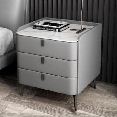 Modern Wooden 3-Drawer Nightstand Stone Countertop with Legs Partial Assembly Required - image 8