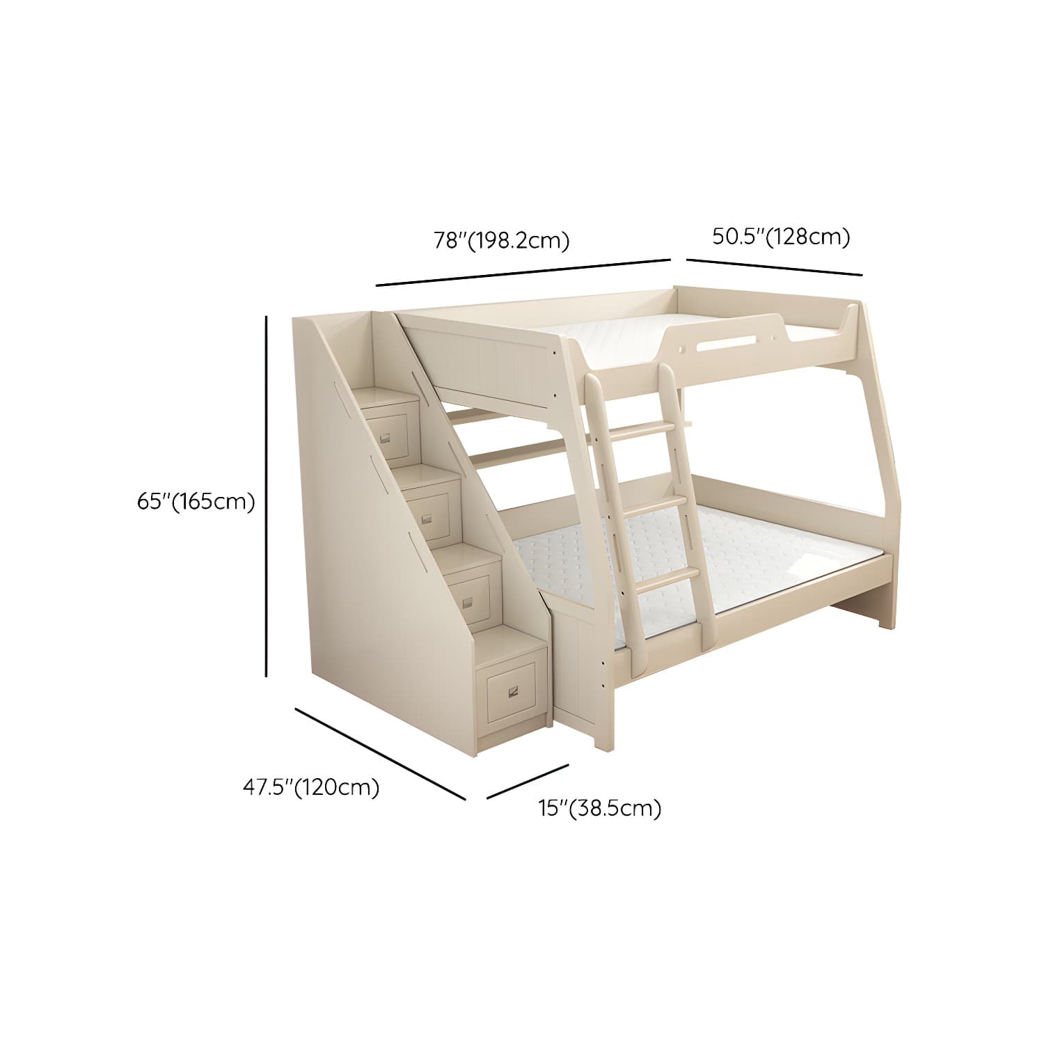 Solid Color Wood Bunk Bed Modern No Distressing Mattress Included Bunk Bed - image 14