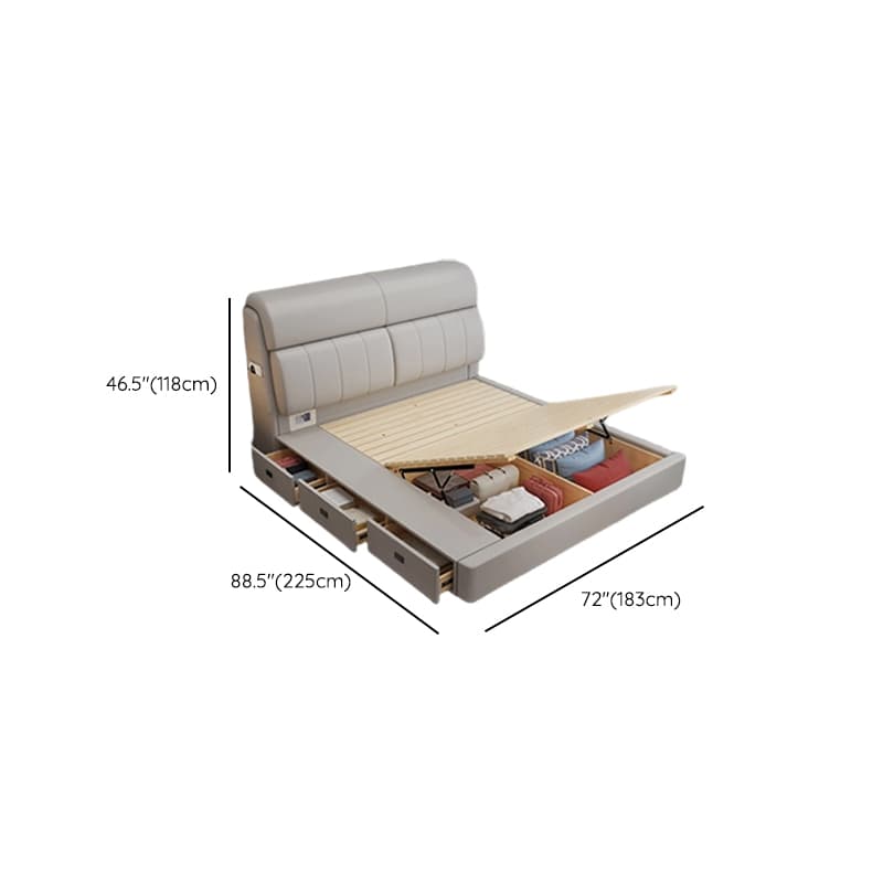 Light Gray Storage Included Panel Bed with 3 Storage Boxes, Pine Wood Frame, and Sponge Upholstery - image 16